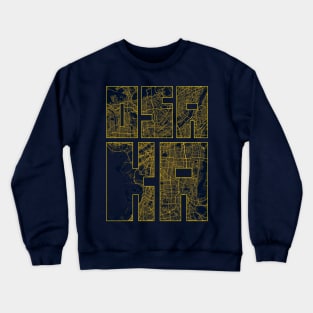 Osaka, Japan City Map Typography - Gold Art Deco Crewneck Sweatshirt